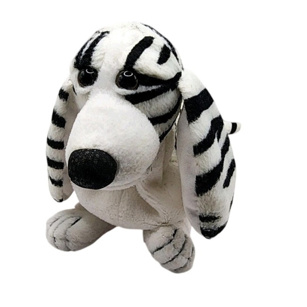 Hush Puppies Applause Basset Hound Plush Zebra Stripe Black White Stuffed Animal